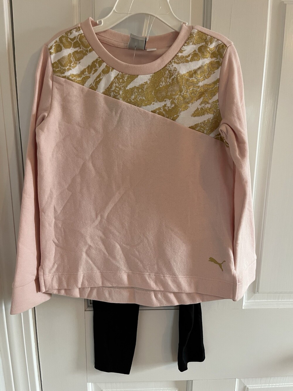 Puma Sweatshirt Leggings Set Kids Girls 5 Lotus Pink 2 Piece Outfit Pullover New